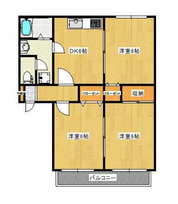セジュール高崎D棟(3DK/1階)の間取り写真