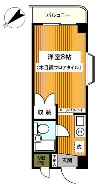 パレクレール(ワンルーム/3階)の間取り写真
