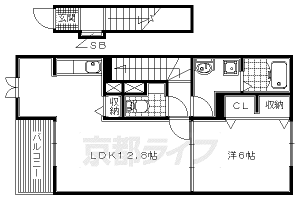 フラワータウン フェイジョア(1LDK/2階)の間取り写真