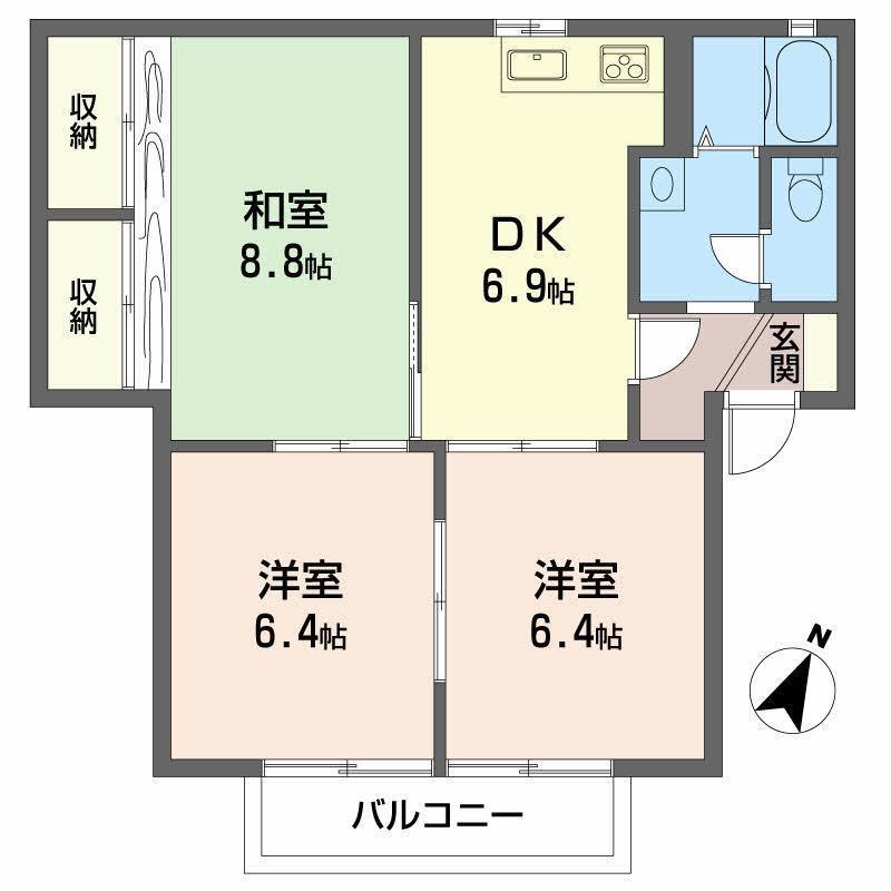 ハイマート・白石(3K/2階)の間取り写真