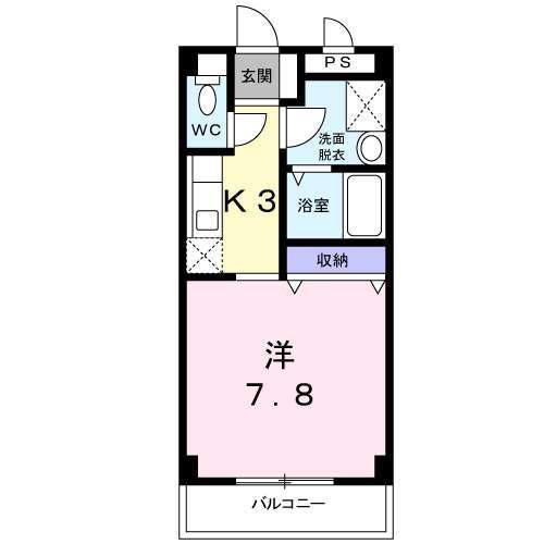 グランブルー21(1K/2階)の間取り写真