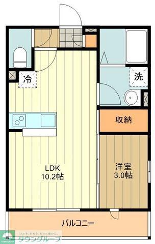 ヴェルドミールB(1LDK/2階)の間取り写真