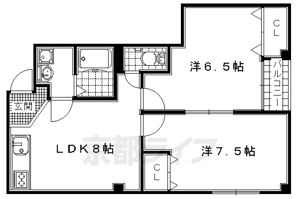 宇治アロームII(2LDK/3階)の間取り写真
