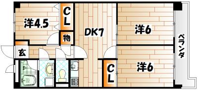 エーデルマンション(3DK/3階)の間取り写真
