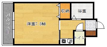 グランディール猿猴橋(1K/3階)の間取り写真