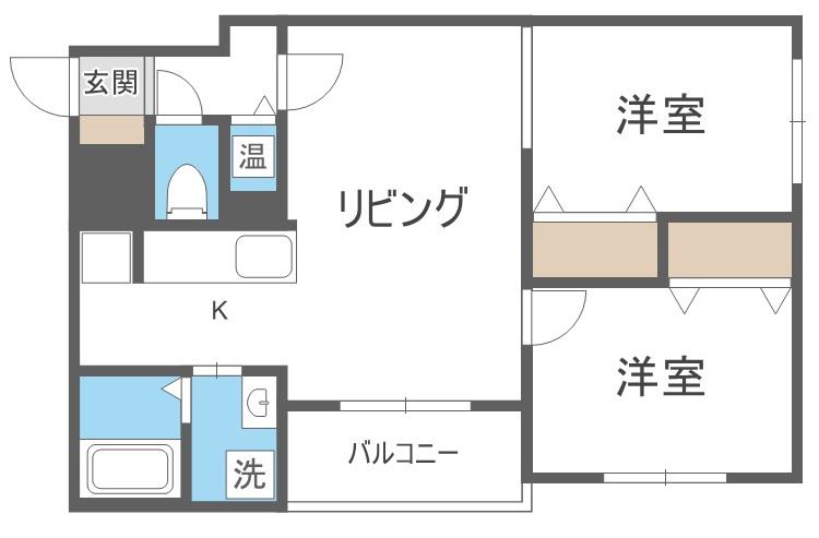 スプリング厚別(2LDK/1階)の間取り写真
