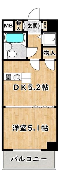 クローバー御幣島(1DK/6階)の間取り写真