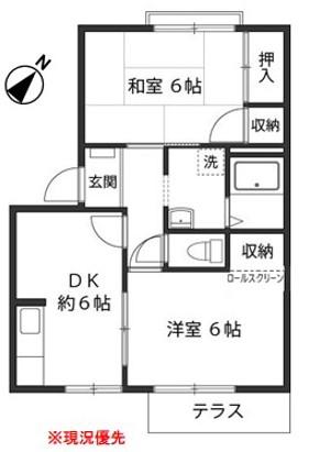 北の台クリーンハイツB(2DK/1階)の間取り写真