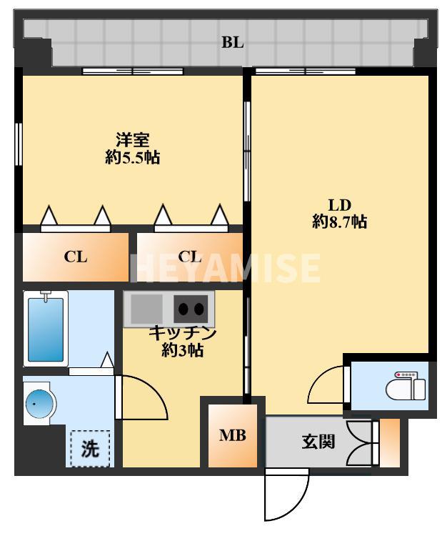 MODERN PALAZZO諫早駅前(1LDK/2階)の間取り写真