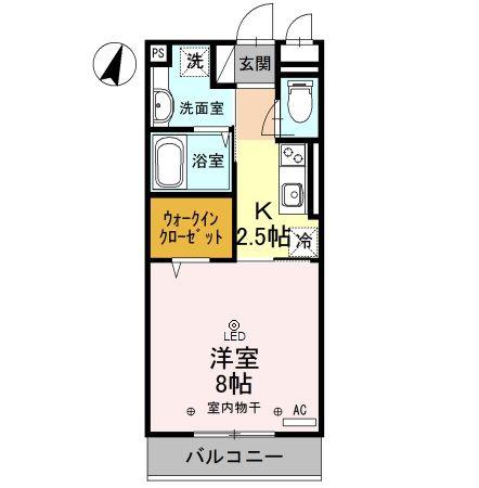 エスタシア光(1K/3階)の間取り写真