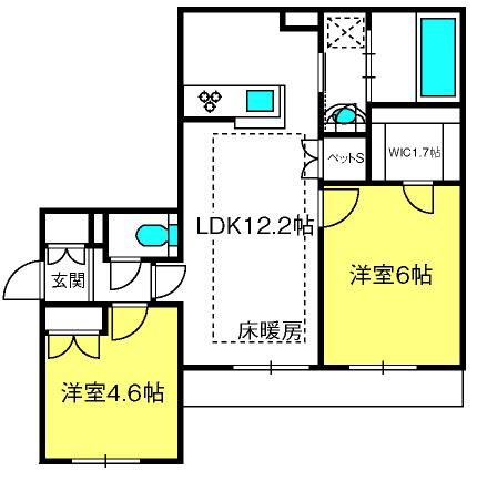 オリーブハウス新宿(2LDK/1階)の間取り写真