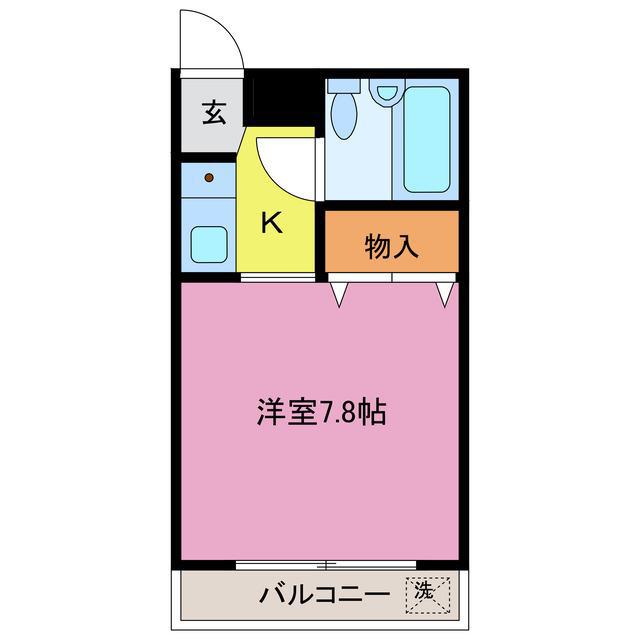 ブルール文教(1K/2階)の間取り写真