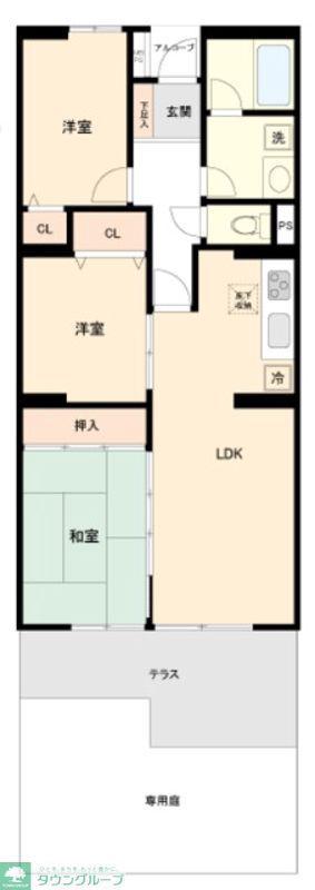 ライオンズマンション取手第2(3LDK/1階)の間取り写真