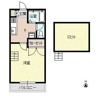リバティCLUB(1K/2階)の間取り写真