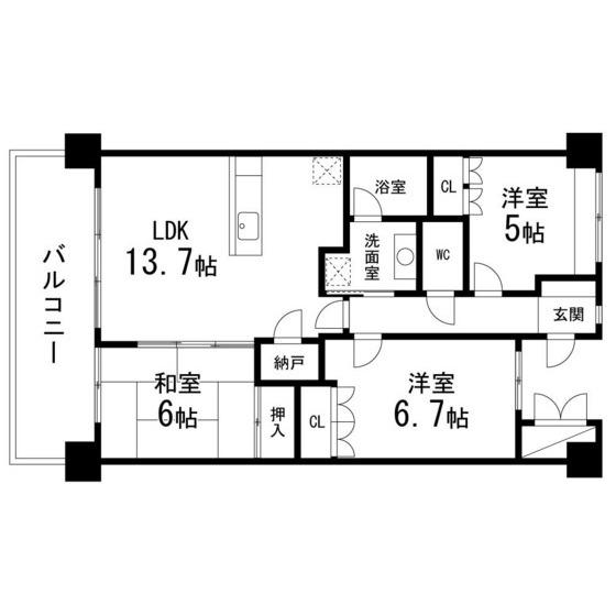 仙台中山ヒルズ(3LDK/7階)の間取り写真