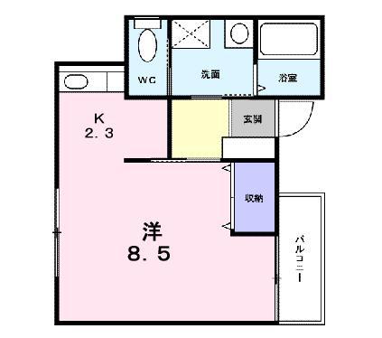 メゾンヌーヴォーB(1K/1階)の間取り写真