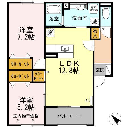 カレクス(2LDK/1階)の間取り写真