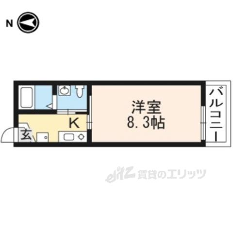 アルテ東山三条(1K/2階)の間取り写真
