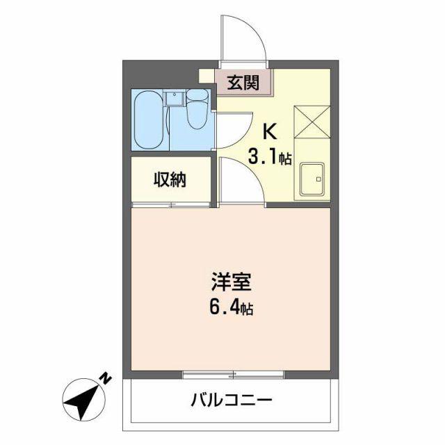 1ルーム東山 A(1K/2階)の間取り写真