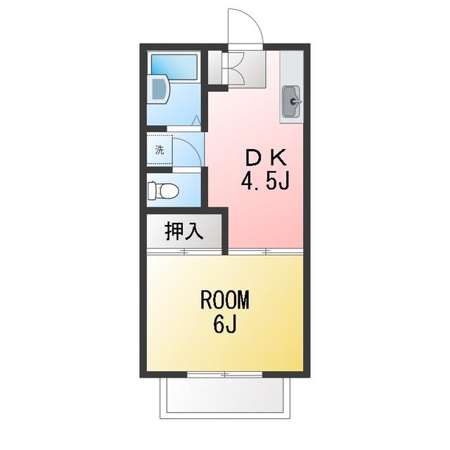 KYハイムE棟(1DK/1階)の間取り写真