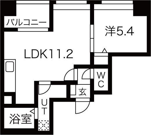 リュミアン堀田テラス(1LDK/4階)の間取り写真