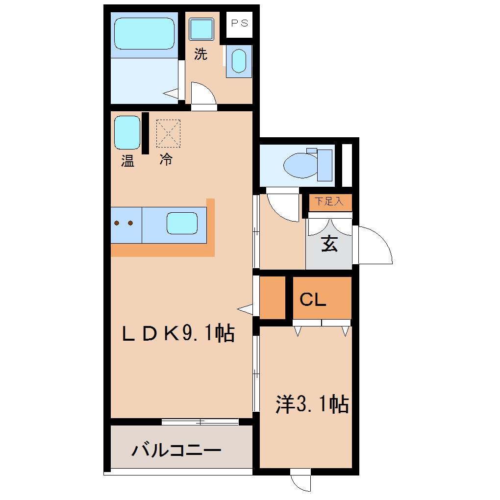 アーバンコートII(1LDK/3階)の間取り写真