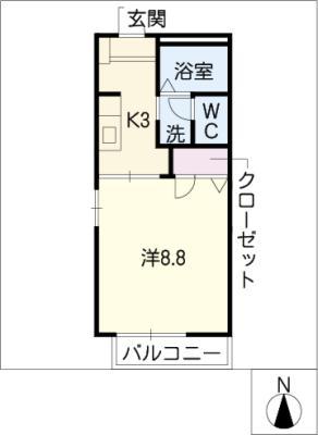 フレグランス鴻ノ巣(1K/1階)の間取り写真