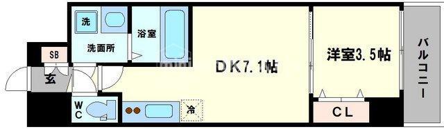 LC天王寺東(1DK/6階)の間取り写真