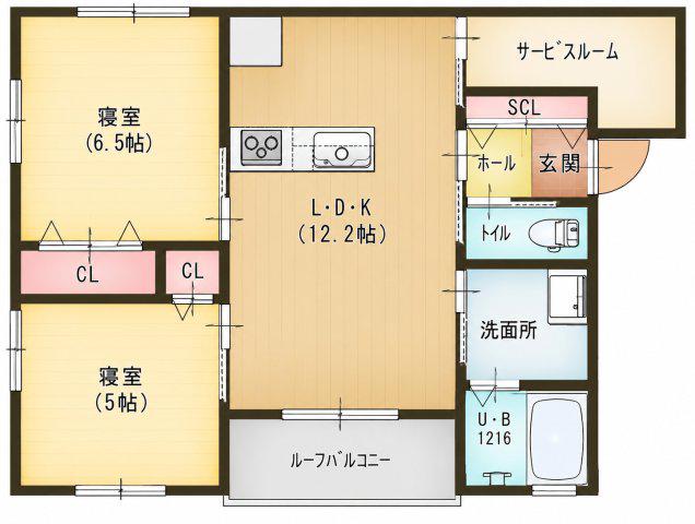 JB明磧RIVERAIN(2LDK/1階)の間取り写真