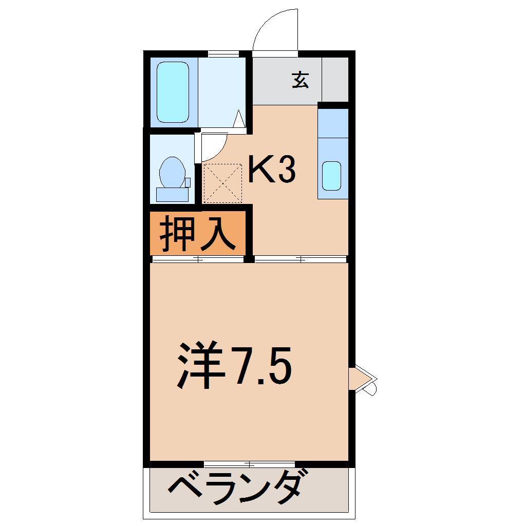 エッセンシャル岡部(1K/3階)の間取り写真