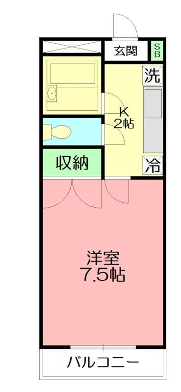 荒川マンション(1K/3階)の間取り写真