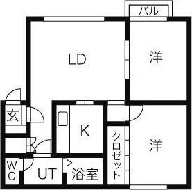 ニューライフ36(2LDK/1階)の間取り写真