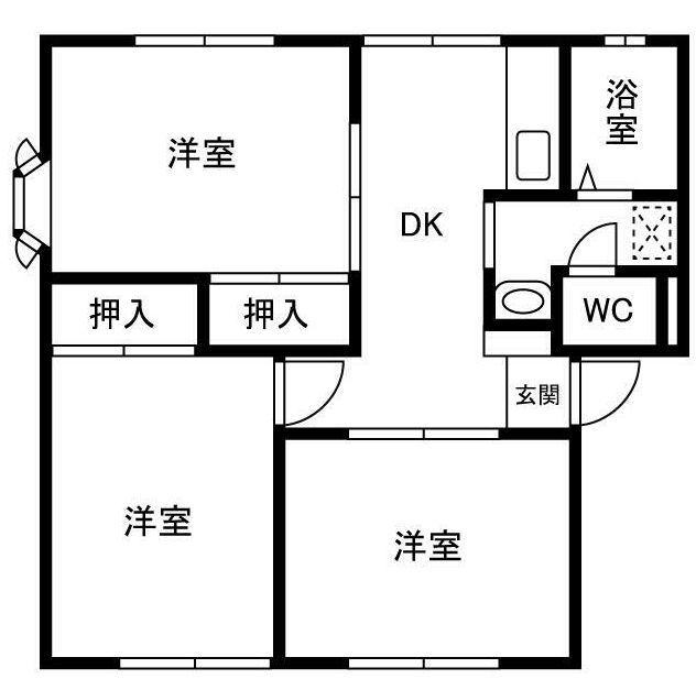 サンビレッジ静岡C(3DK/2階)の間取り写真