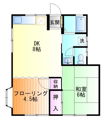 ロンドハウス(2DK/1階)の間取り写真