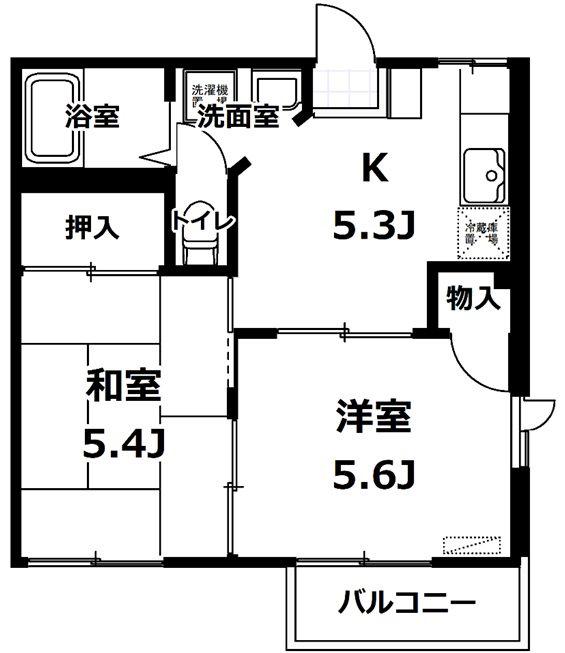 東海グリーンハイツB棟(2K/2階)の間取り写真