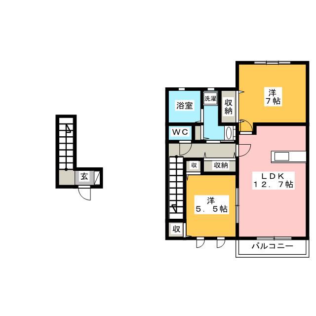 サンガーデン曙(2LDK/2階)の間取り写真