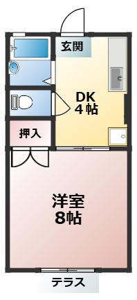 浜尾ハイツ(1DK/1階)の間取り写真