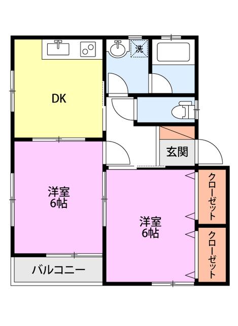 ロジュマン和泉(2DK/1階)の間取り写真