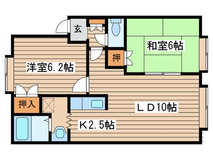 NOBLE CHATEAU(2LDK/2階)の間取り写真