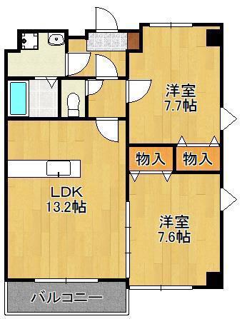 コンクルージョン・フォート(2LDK/4階)の間取り写真