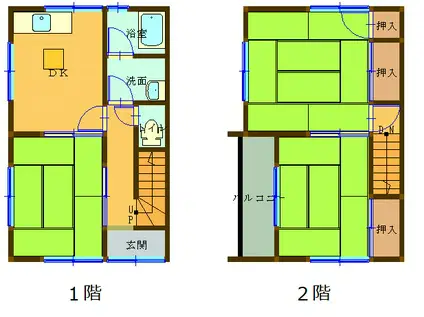 JR呉線 新広駅 徒歩12分 2階建 築39年(3DK/1階)の間取り写真