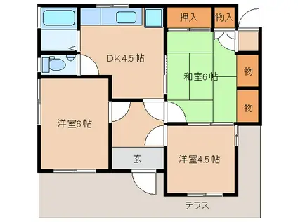 マンション廣岡(3DK/1階)の間取り写真