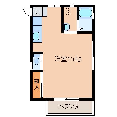 OKハイツ山王(ワンルーム/2階)の間取り写真