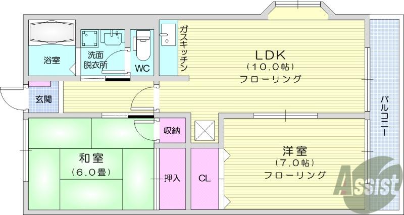 ルミコートT(2LDK/2階)の間取り写真
