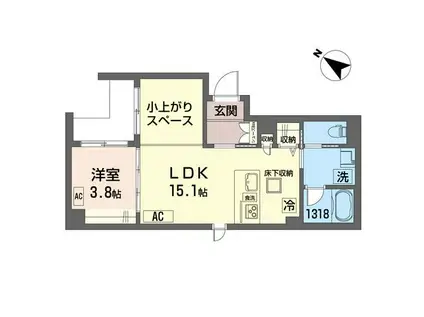 ヒルトップ白山(1LDK/1階)の間取り写真