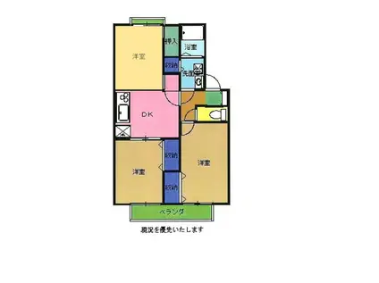 セジュール・ミド(3DK/1階)の間取り写真