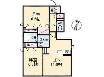 シャーメゾン フォルテ(2LDK/1階)の間取り写真