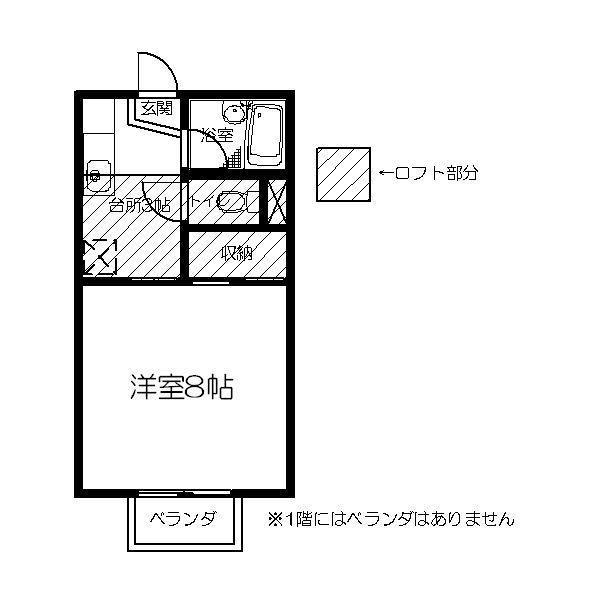 エンゼルハイム(1K/1階)の間取り写真
