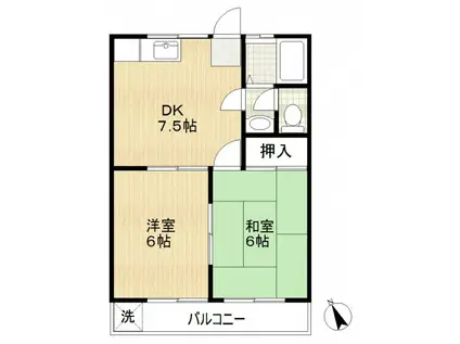 レスポワール宮崎II(2DK/2階)の間取り写真