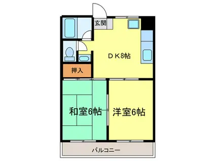 貞方第2ビル(2DK/4階)の間取り写真